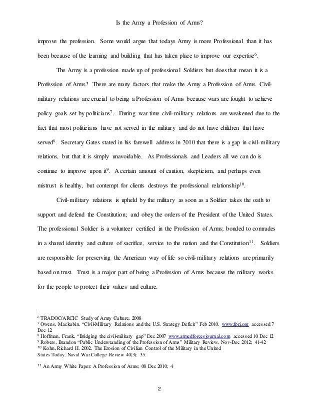 army profession of arms essay